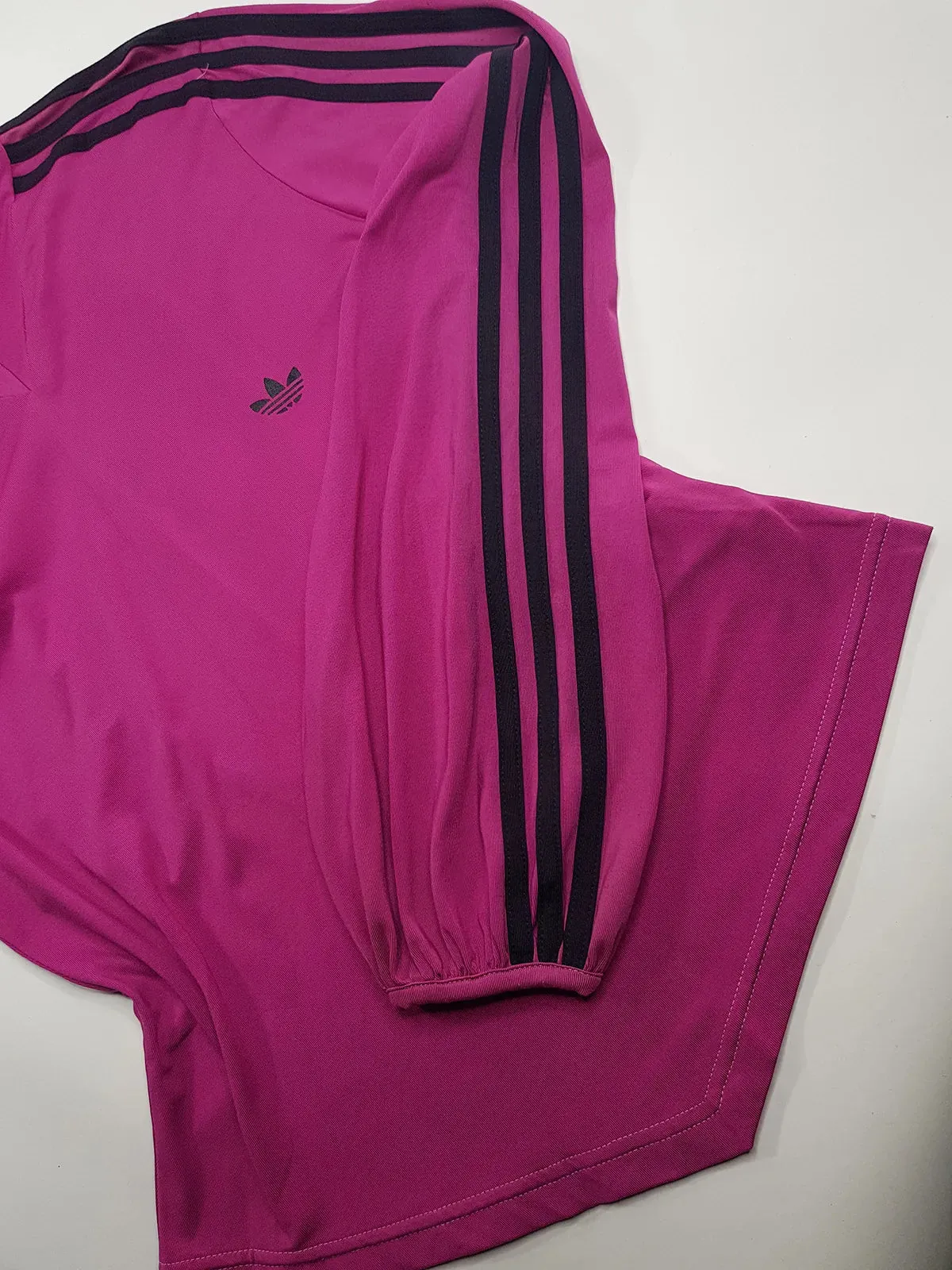 2000s Authentic Adidas Sexy Backless Pilates Princess Vintage Berry Pink Tailored Top with Gold Hardware & Black Striping