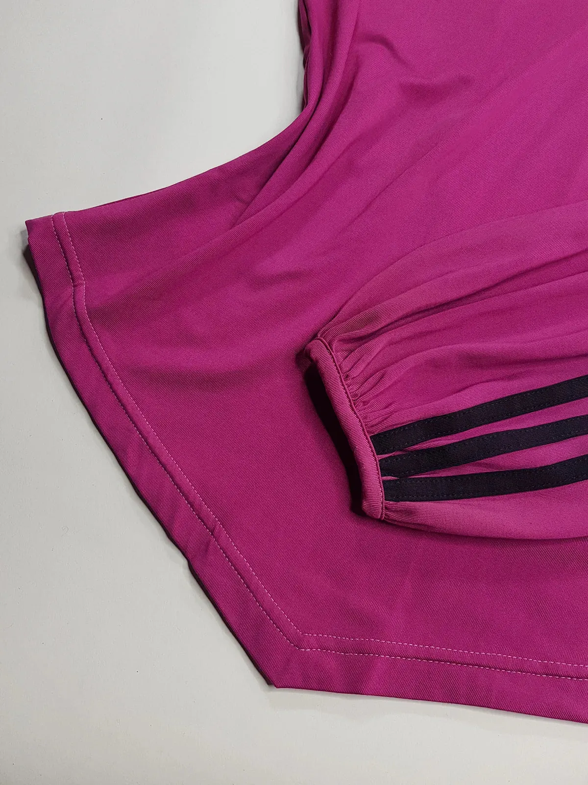 2000s Authentic Adidas Sexy Backless Pilates Princess Vintage Berry Pink Tailored Top with Gold Hardware & Black Striping