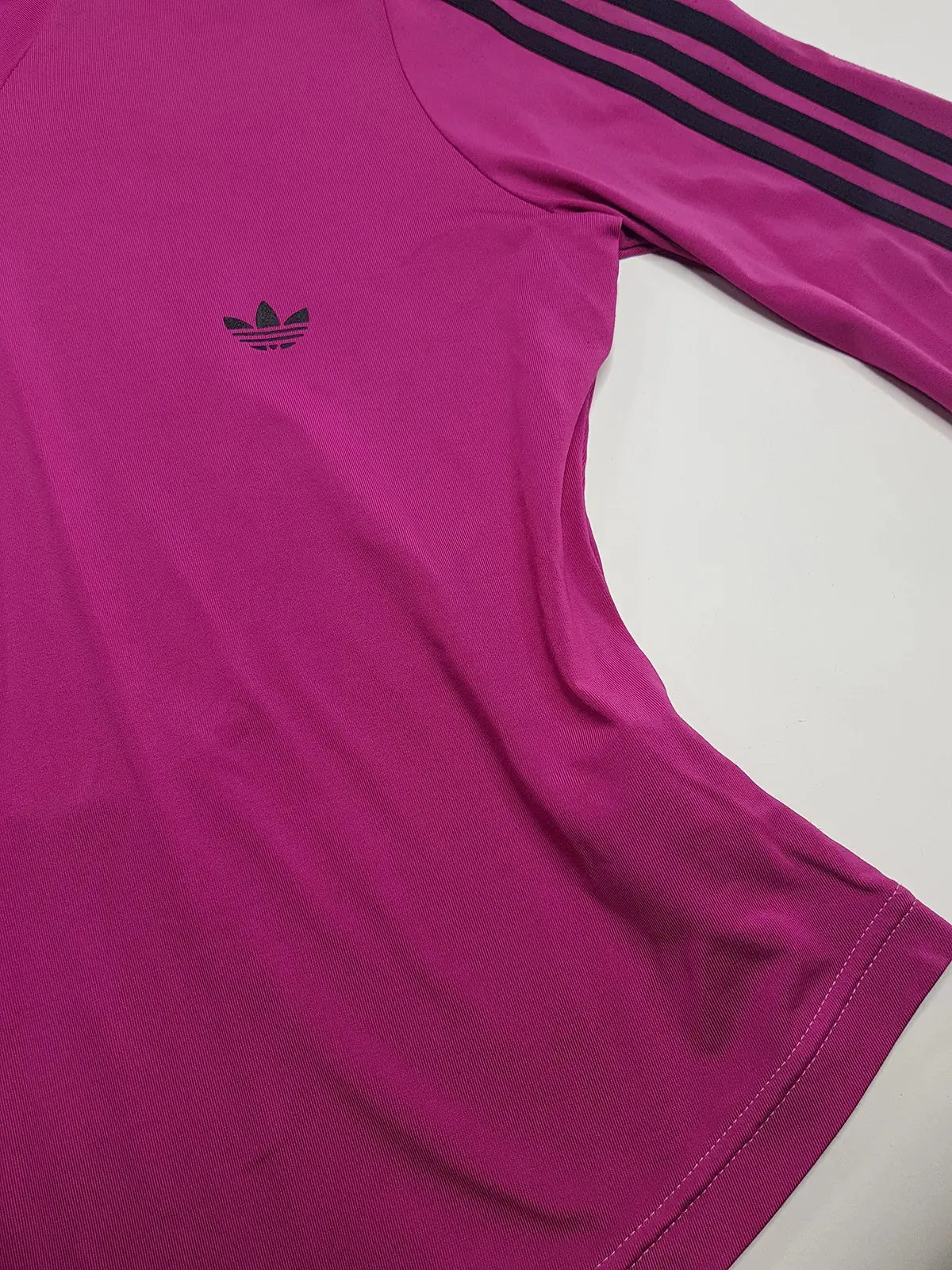 2000s Authentic Adidas Sexy Backless Pilates Princess Vintage Berry Pink Tailored Top with Gold Hardware & Black Striping