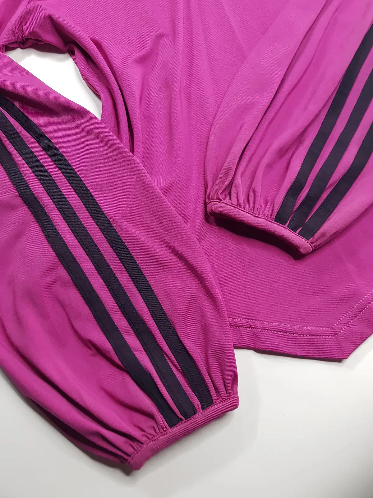 2000s Authentic Adidas Sexy Backless Pilates Princess Vintage Berry Pink Tailored Top with Gold Hardware & Black Striping