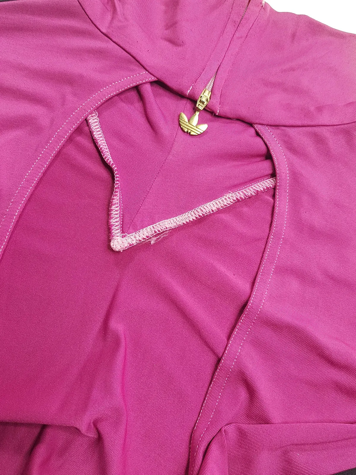 2000s Authentic Adidas Sexy Backless Pilates Princess Vintage Berry Pink Tailored Top with Gold Hardware & Black Striping