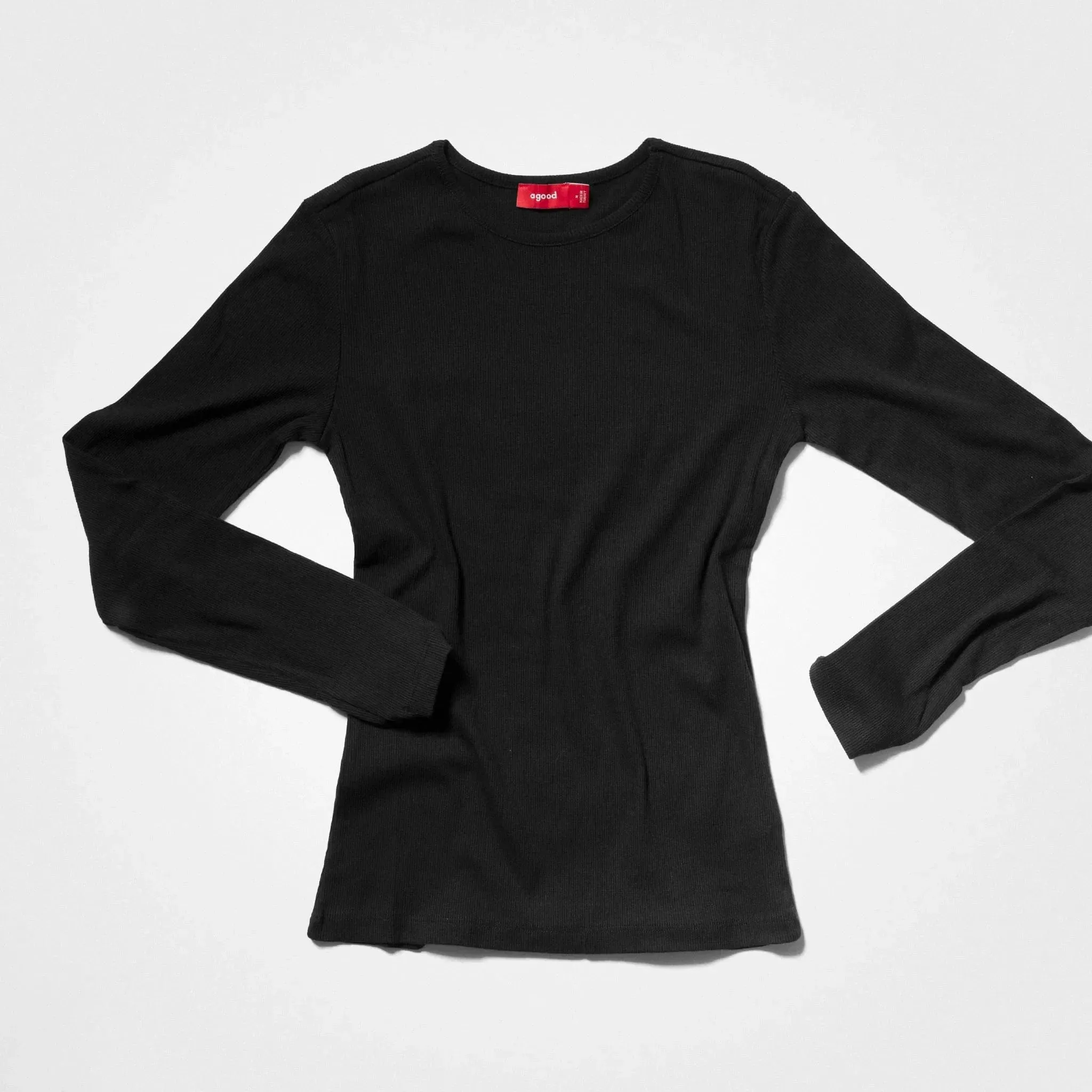 3 Pack | Women’s Rib Long Sleeve Tops, Recycled Cotton, Black