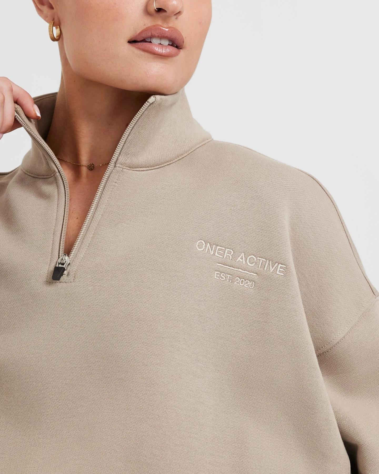 All Day Est 2020 Crop 1/4 Zip Sweatshirt | Sandstone