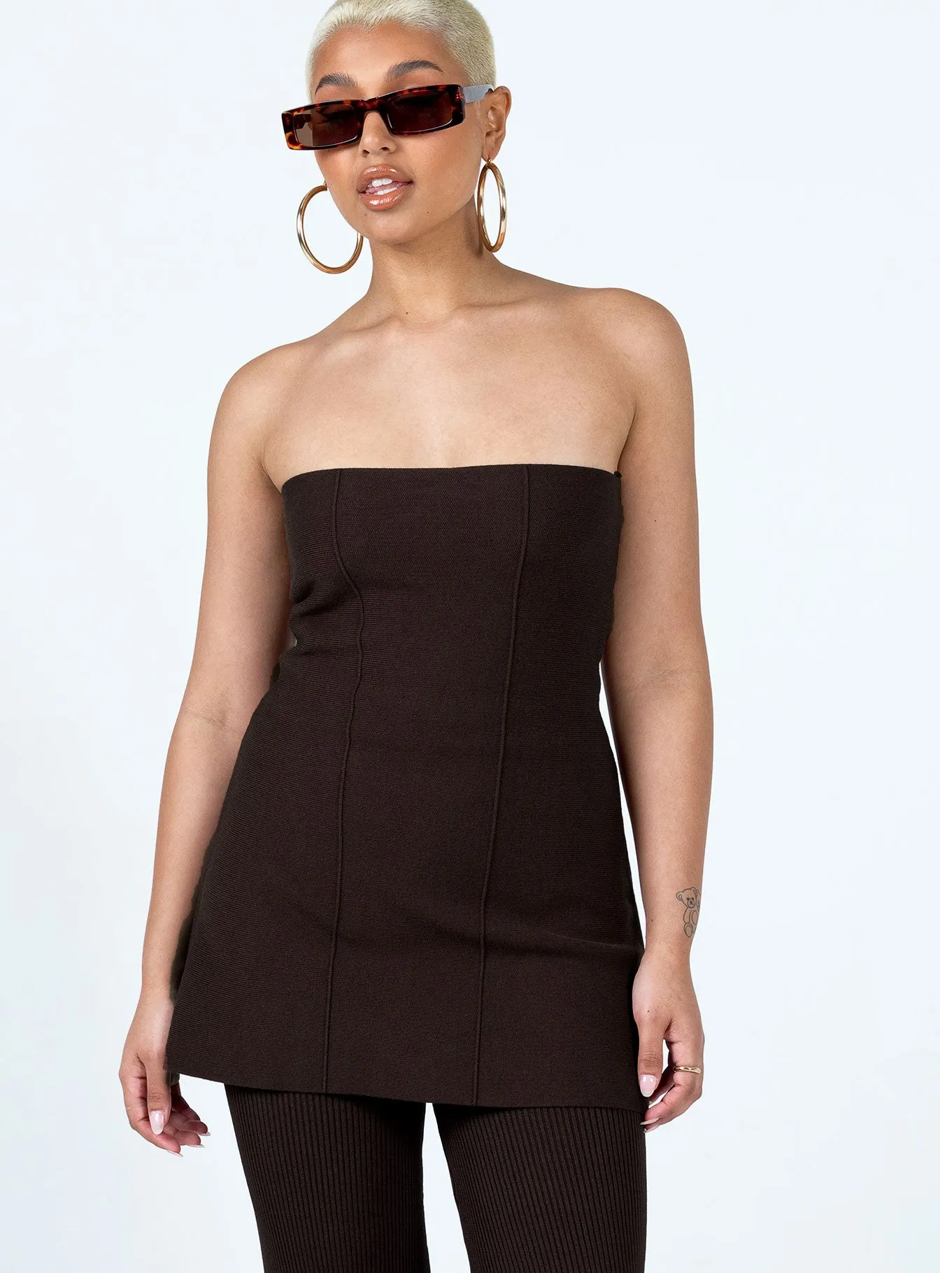 Anderson Strapless Top Brown