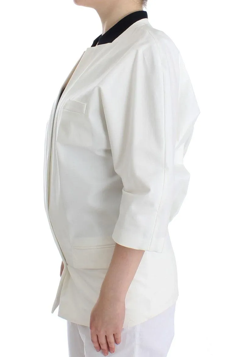 Andrea Pompilio Chic White Cotton Blend Blazer