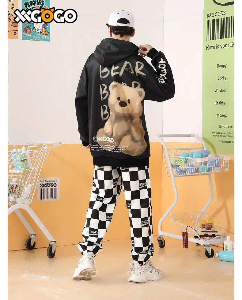 Bear Print Couple Space Cotton Hoodies