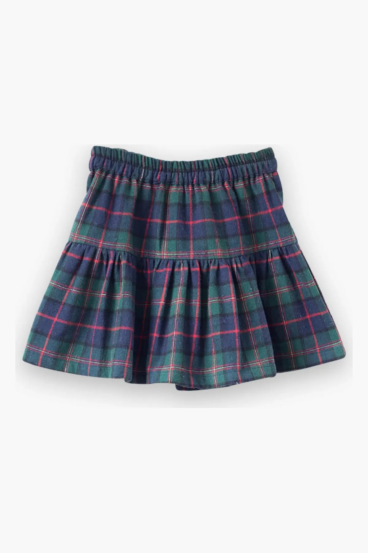 Beet World Tiered Girls Skirt - Green Plaid