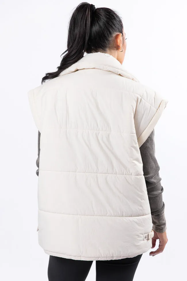 Best Bet Cream Oversized Puffer Vest