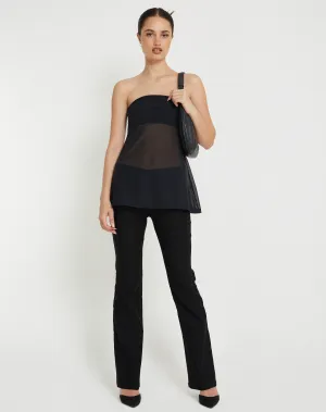 Bilancia Bandeau Mesh Top in Black