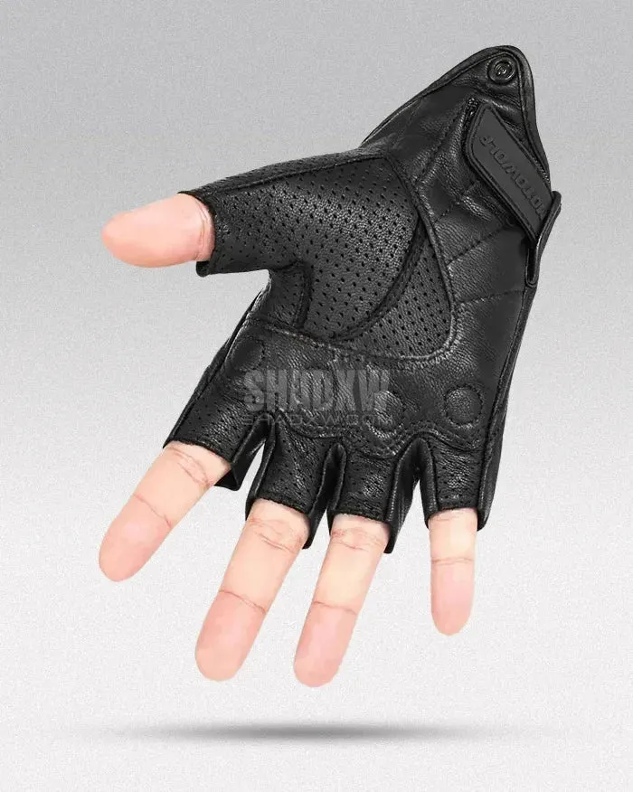 Black Leather Tactical Gloves