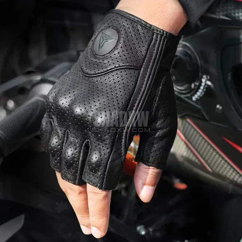 Black Leather Tactical Gloves