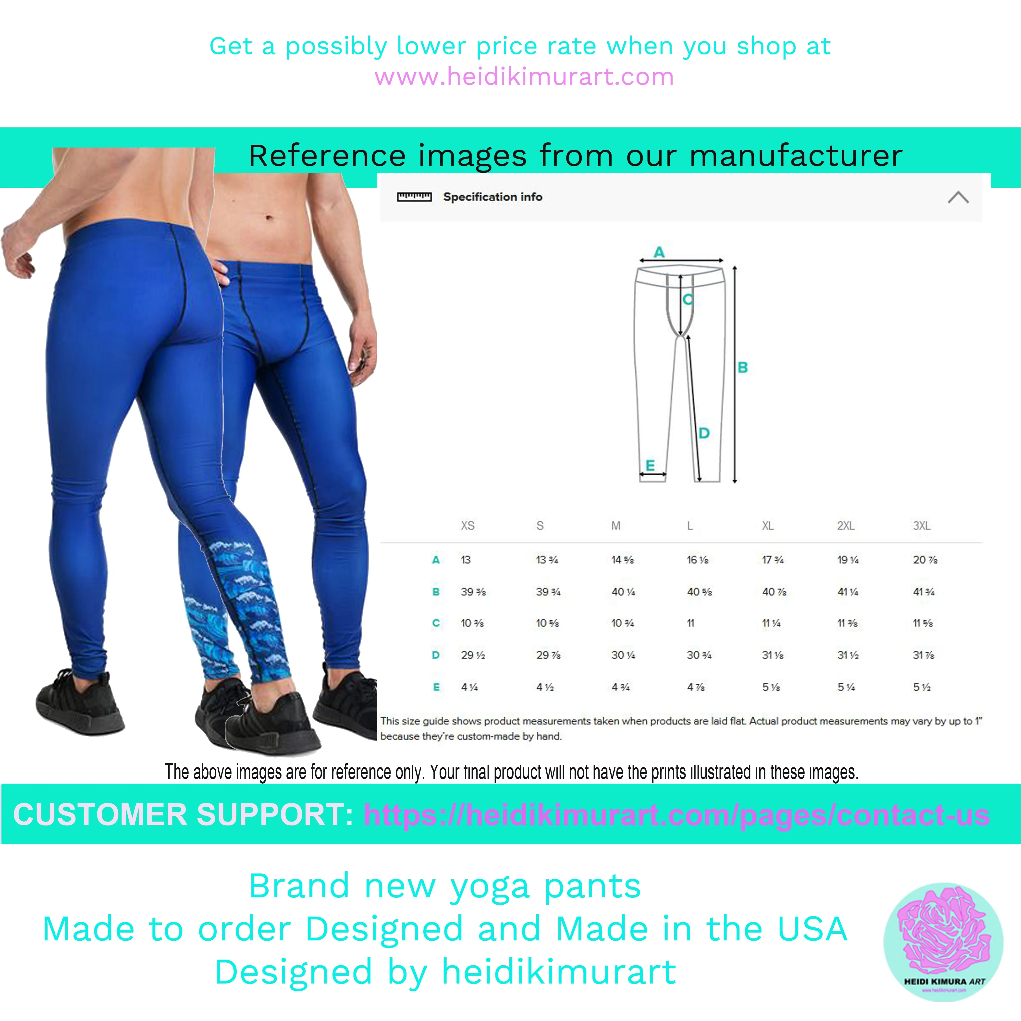 Bright Turquoise Blue Meggings, Black Diagonal Stripe Print Designer Premium Men's Leggings - Made in USA/EU/MX