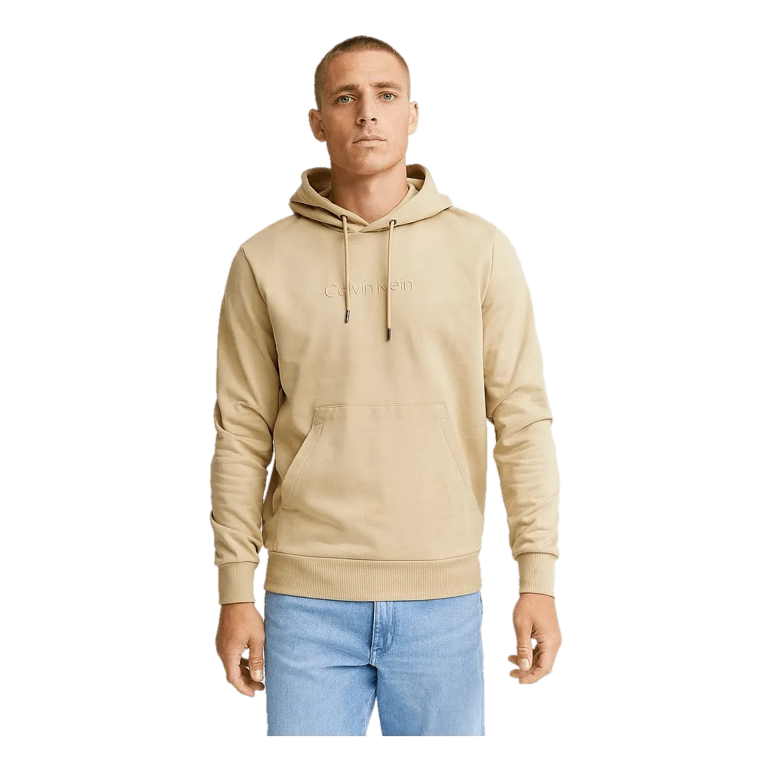 Calvin Klein Modern Front Logo Hoodie Pf2 - Travertine