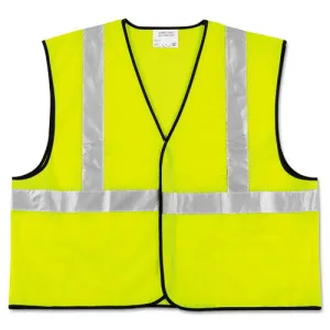 Class 2 Safety Vest, Polyester, Large Fluorescent Lime With Silver Stripe