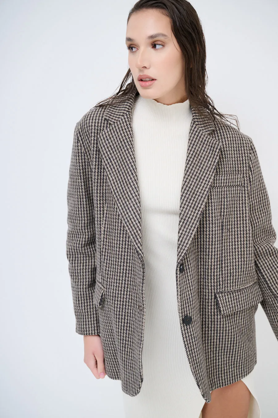 Classic checkered oversized blazer wholesale