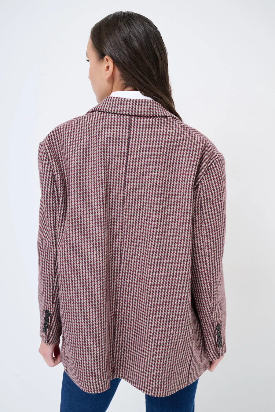 Classic checkered oversized blazer wholesale