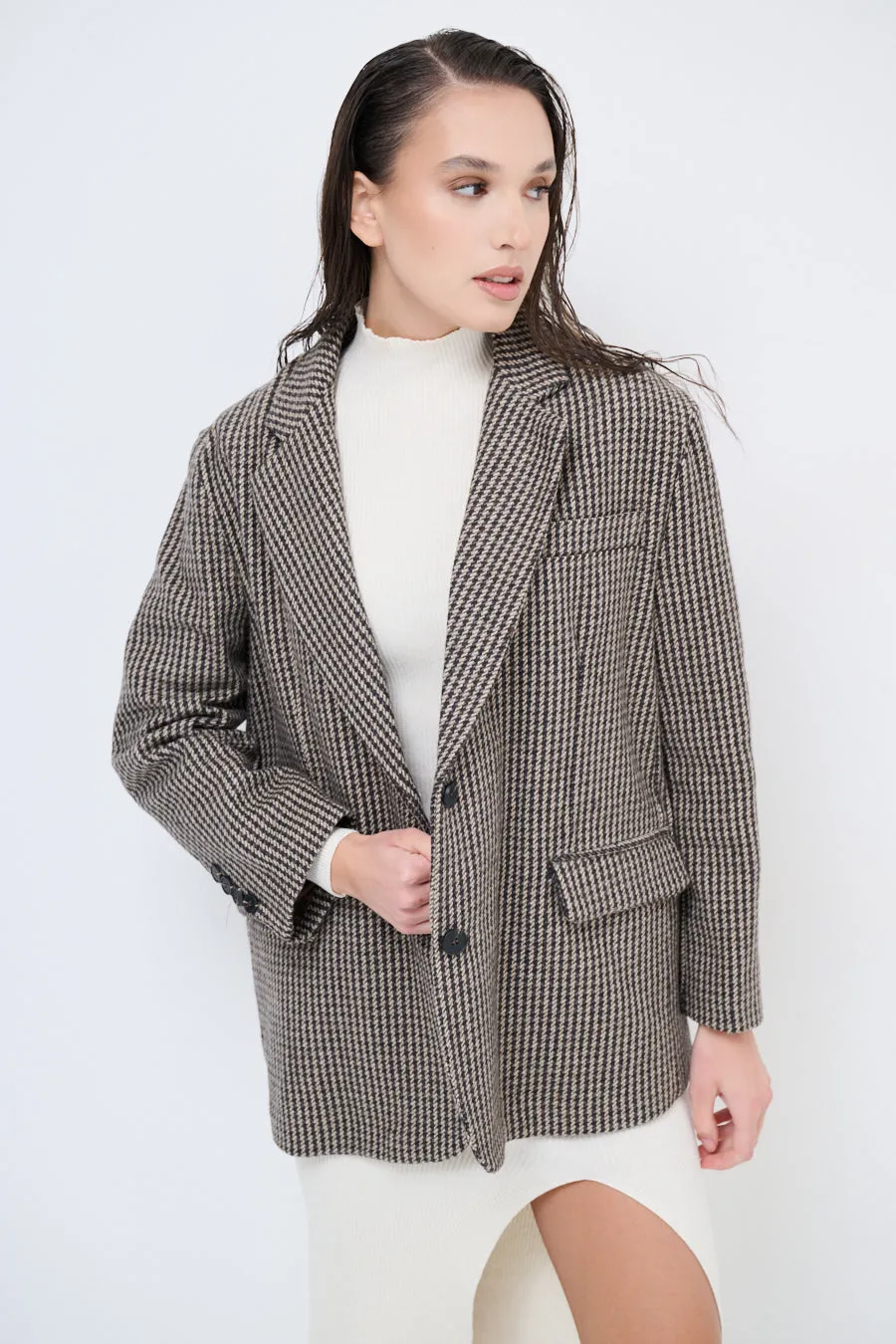 Classic checkered oversized blazer wholesale