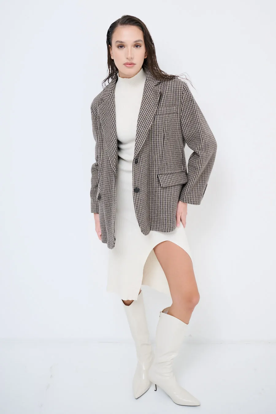 Classic checkered oversized blazer wholesale