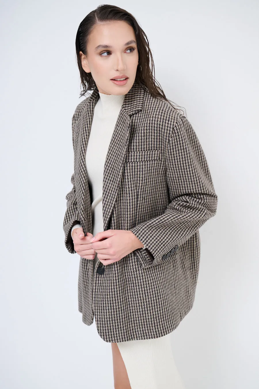 Classic checkered oversized blazer wholesale