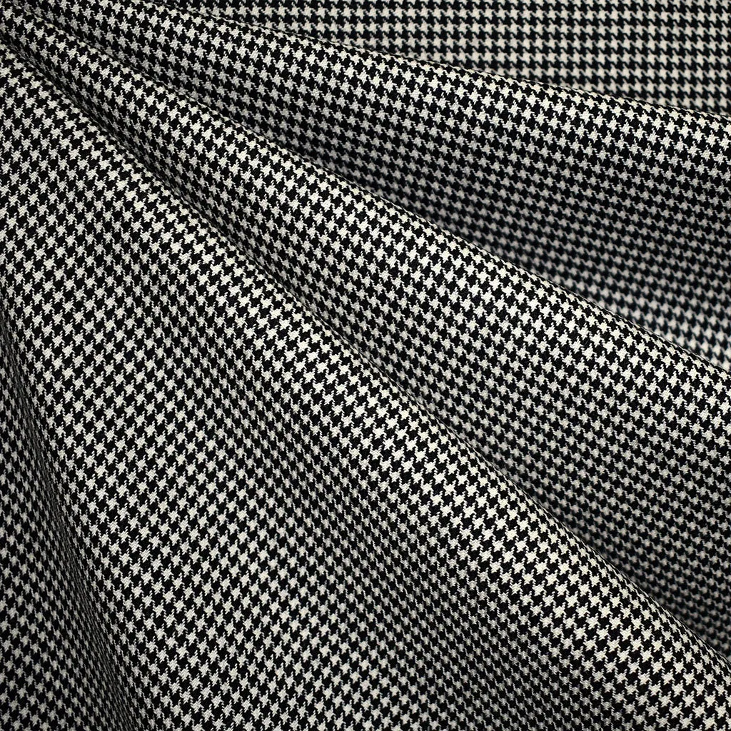 Classic Houndstooth Wool Suiting Black/Vanilla