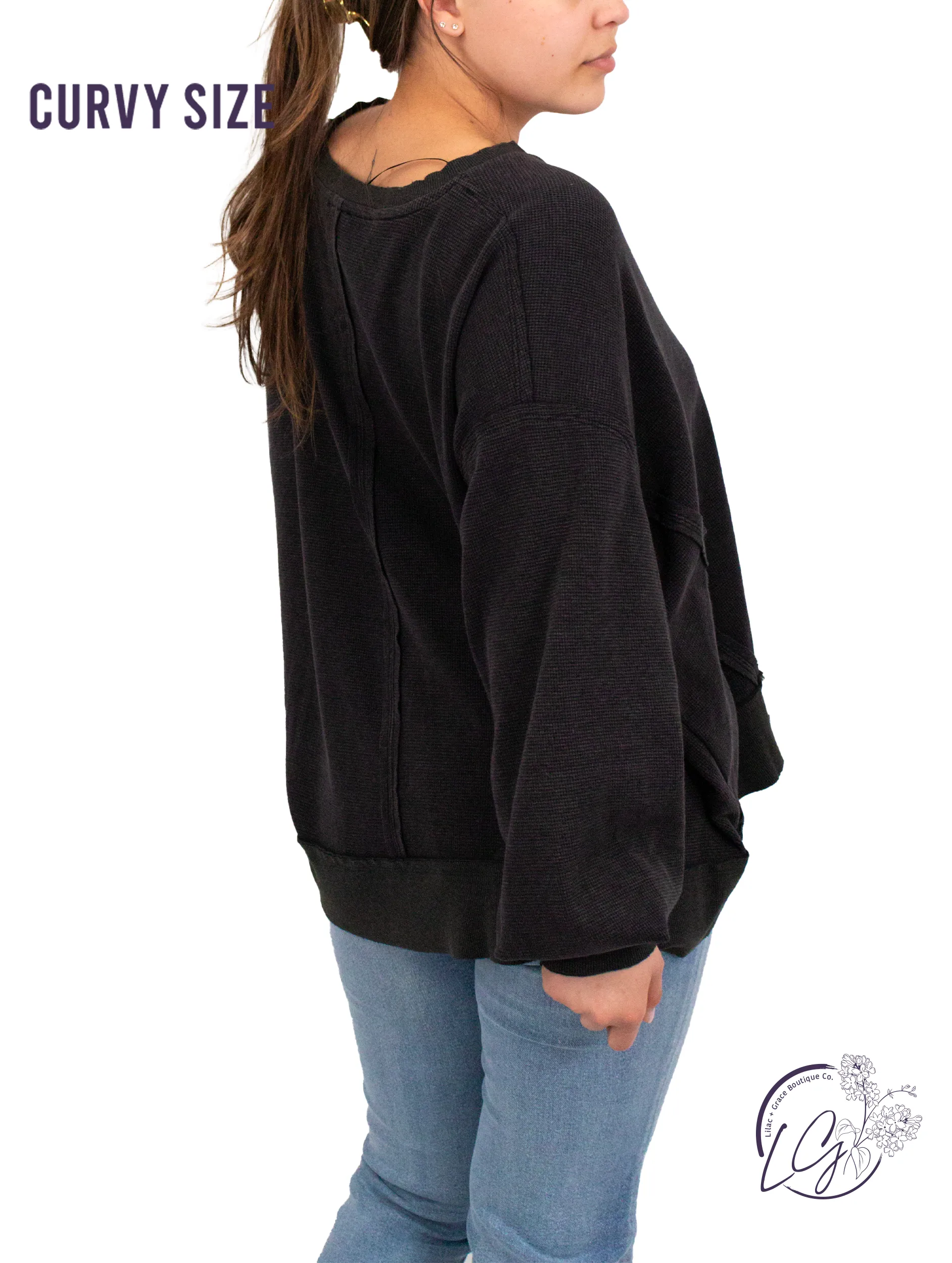 Curvy Washed Oversized Split Neck Tee