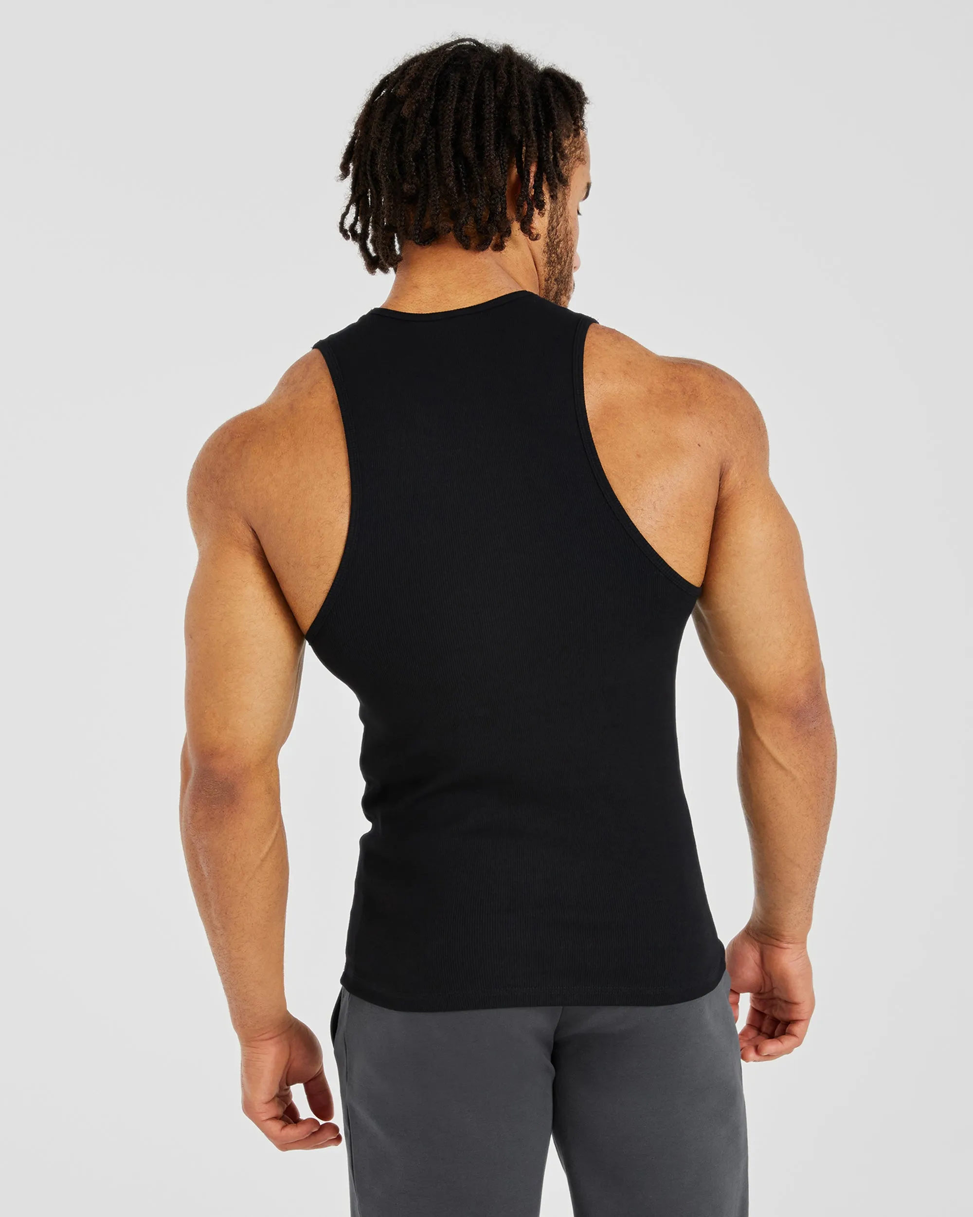 Essential Ribbed Tank - Black