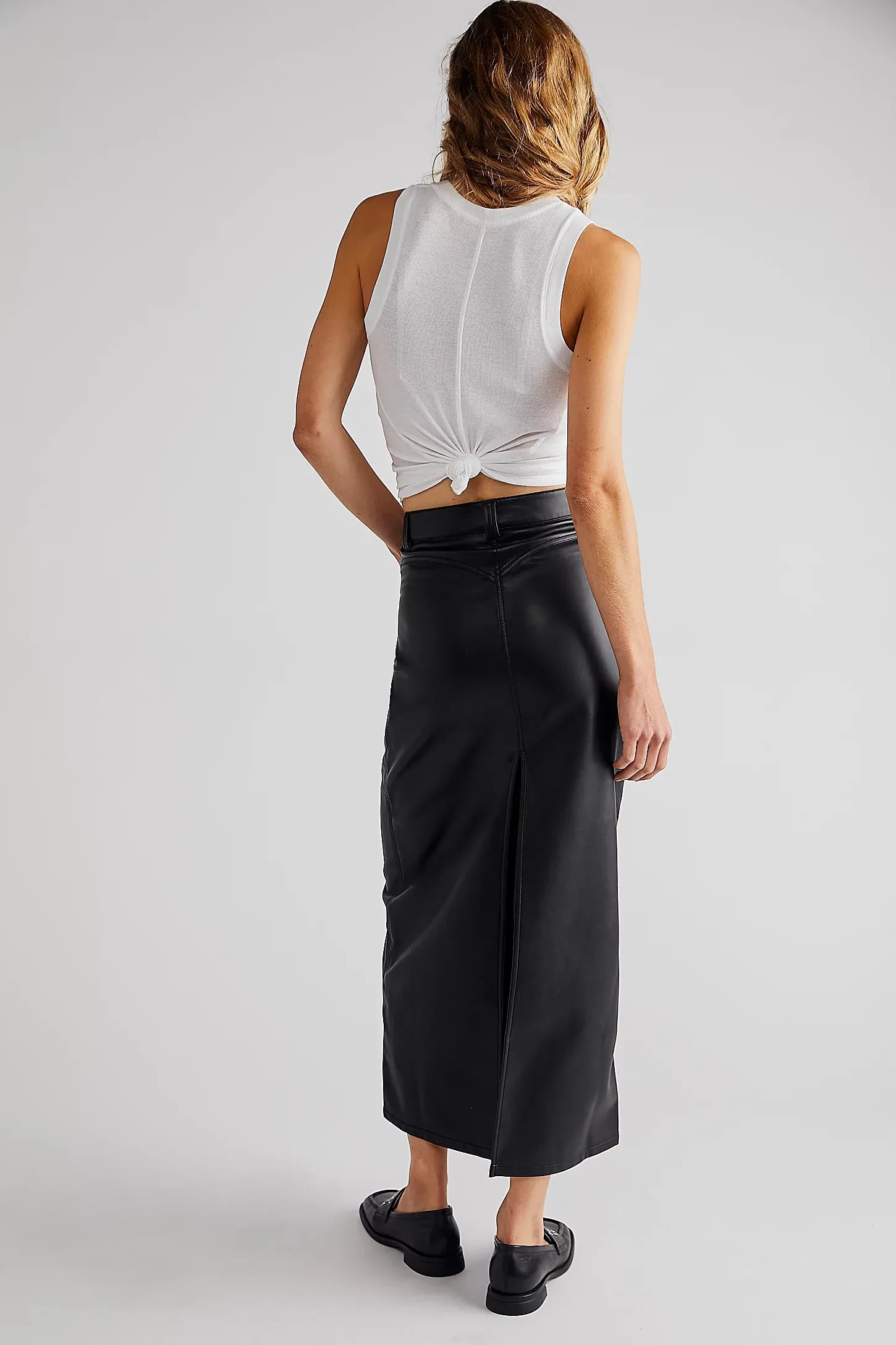 Free People City Slicker Vegan Maxi Skirt in Black