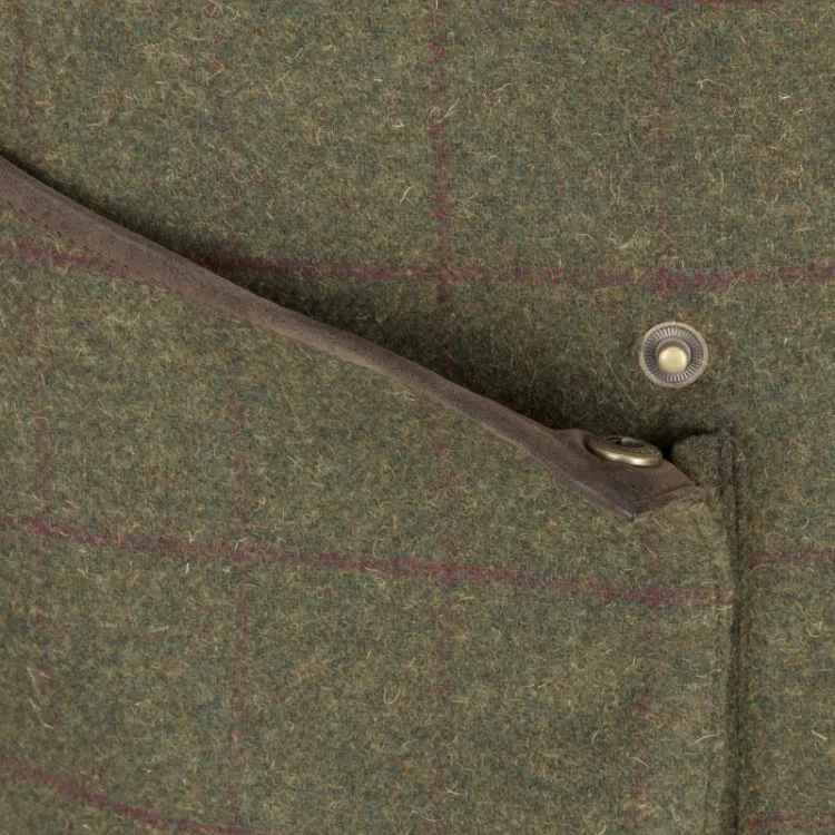 Hoggs Of Fife Tummel Tweed Field Waistcoat - Olive/Wine