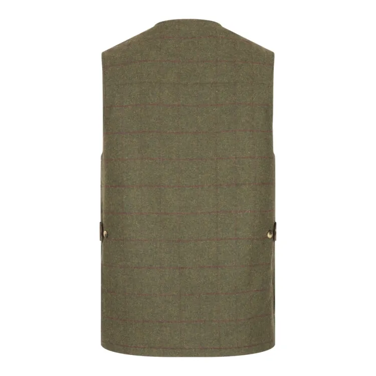 Hoggs Of Fife Tummel Tweed Field Waistcoat - Olive/Wine