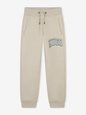 Hugo Boys Logo Print Joggers in Beige