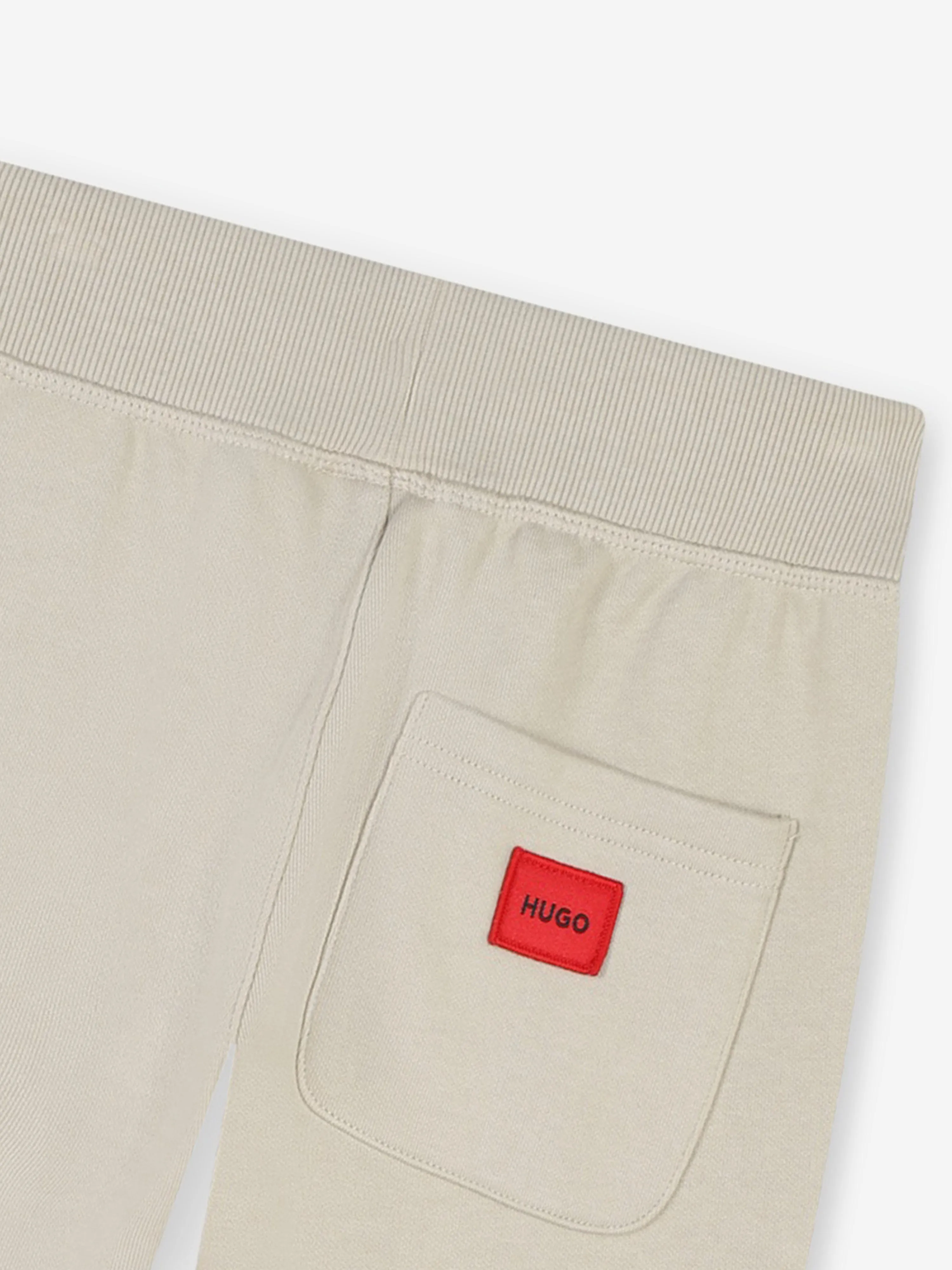 Hugo Boys Logo Print Joggers in Beige