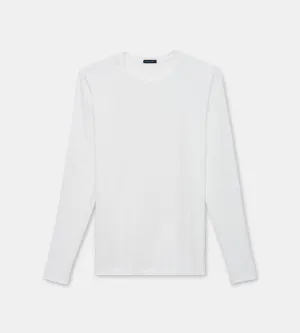 Iconic White Pima Stretch Long Sleeve T-Shirt - Patrick Assaraf