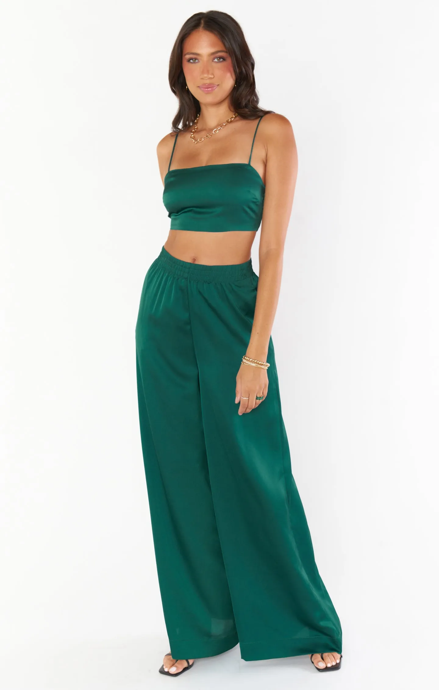 Irwin Pants ~ Emerald Luxe Satin