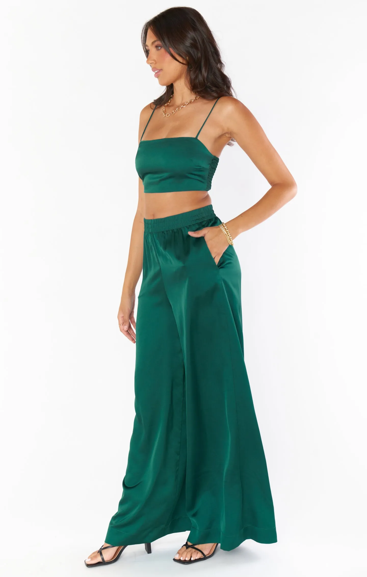 Irwin Pants ~ Emerald Luxe Satin