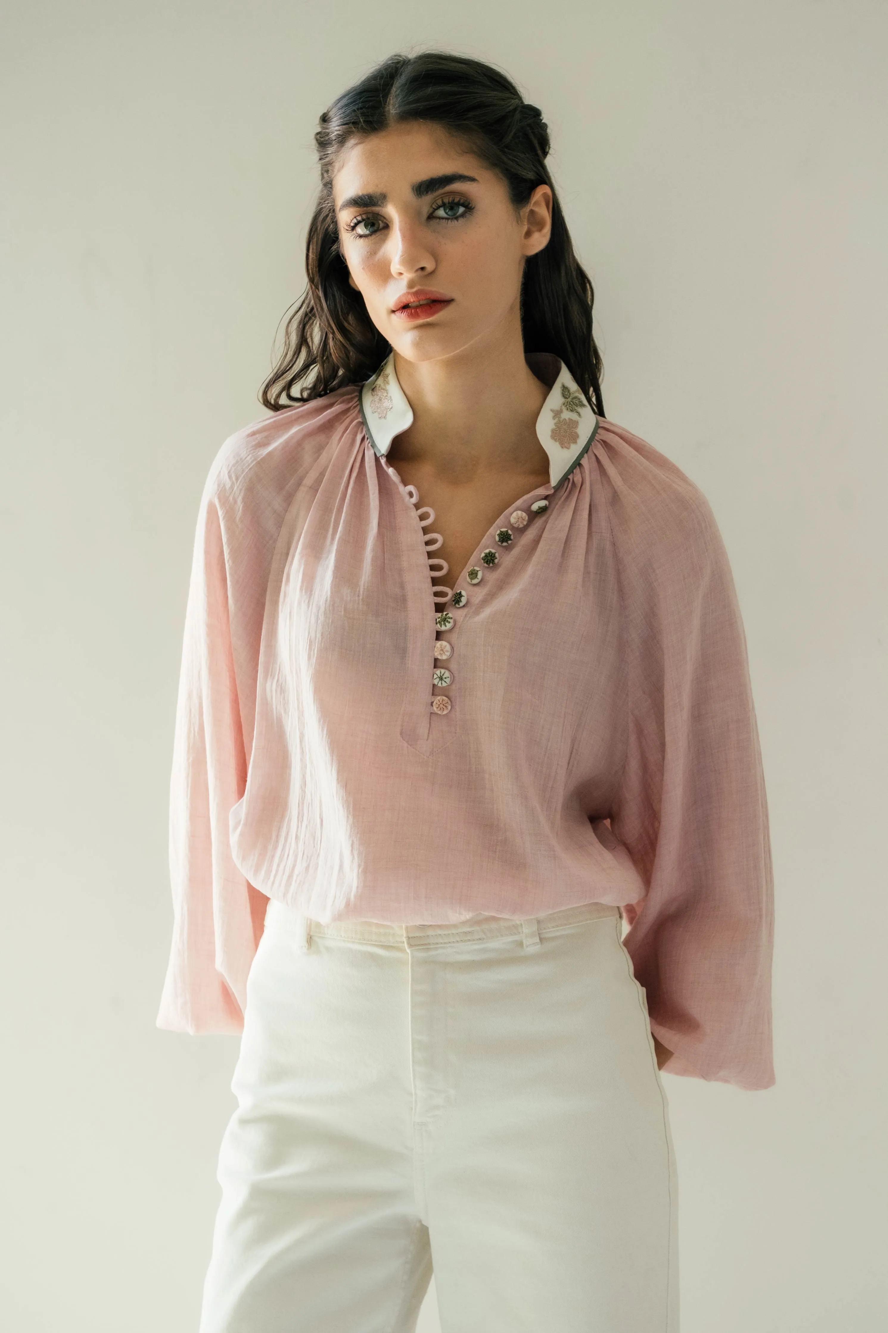 Ivy Blouse - Pink & White by RosewaterHouse