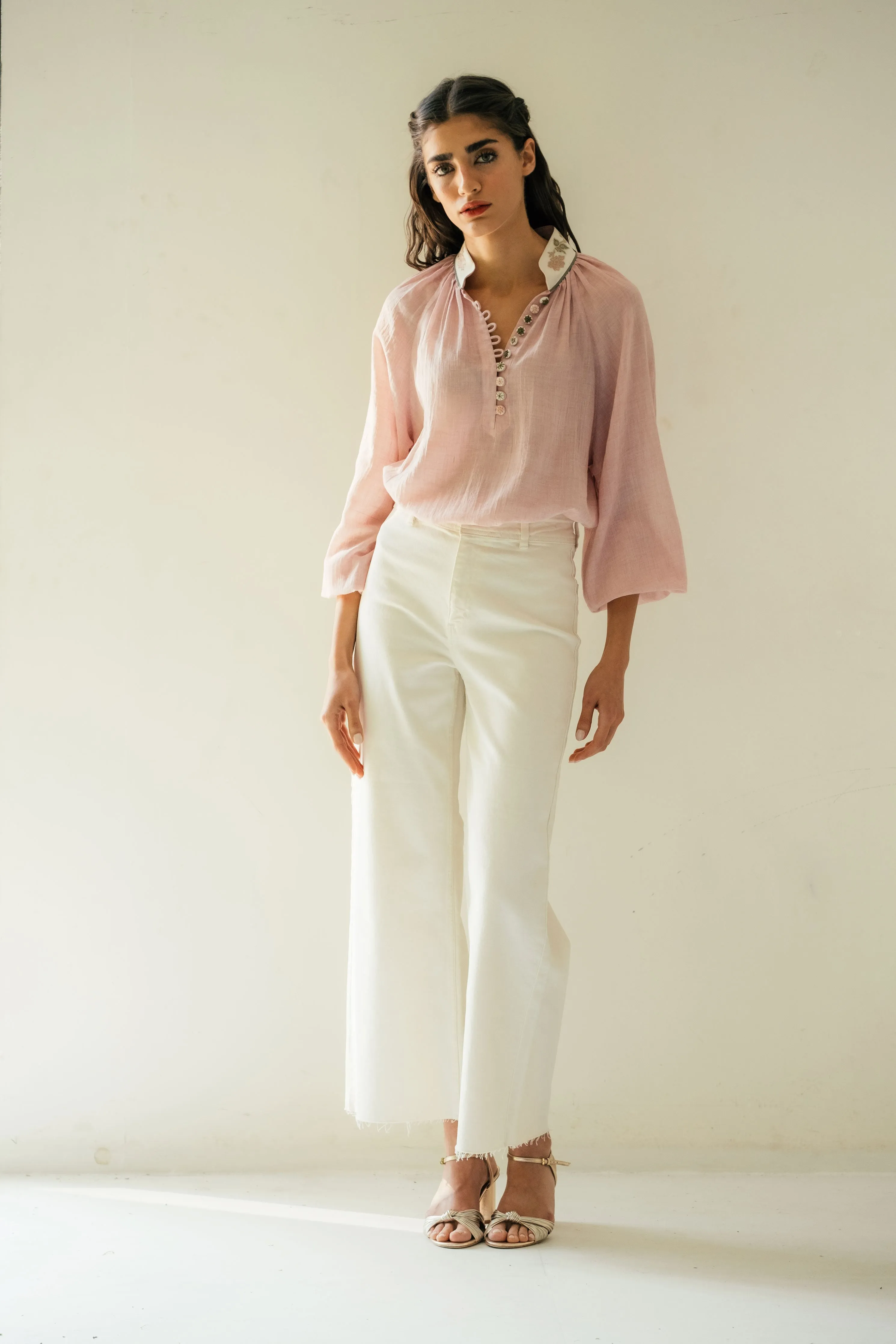 Ivy Blouse - Pink & White by RosewaterHouse