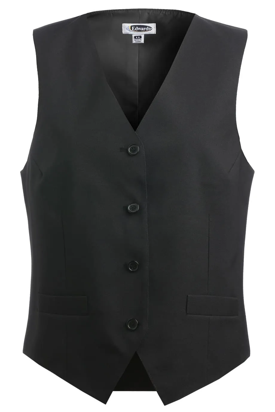 Ladies' Black Essential Polyester Vest (4 Buttons)