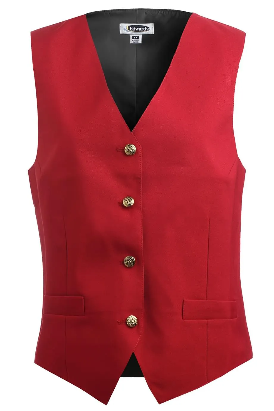 Ladies' Red Essential Polyester Vest (4 Buttons)