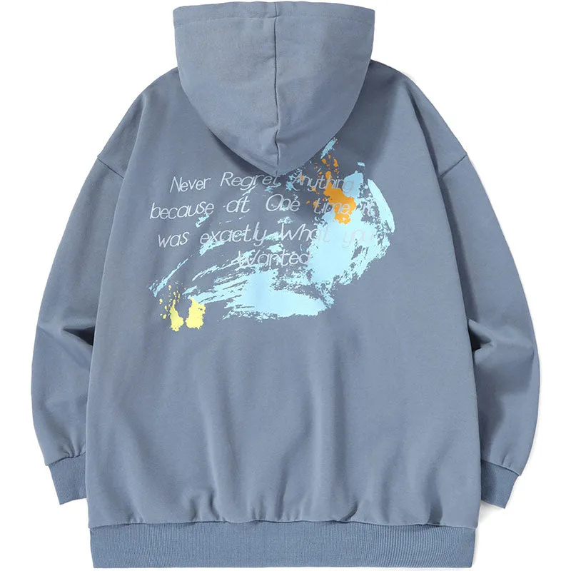 Letter Graffiti Print Kangaroo Pocket Hoodies