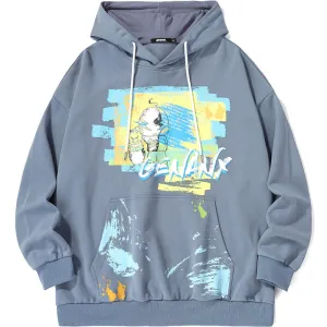 Letter Graffiti Print Kangaroo Pocket Hoodies