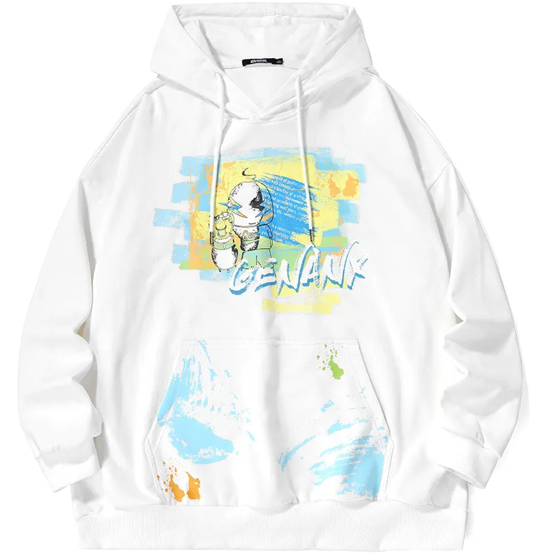 Letter Graffiti Print Kangaroo Pocket Hoodies