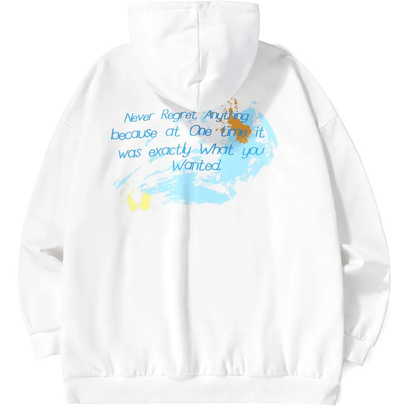 Letter Graffiti Print Kangaroo Pocket Hoodies