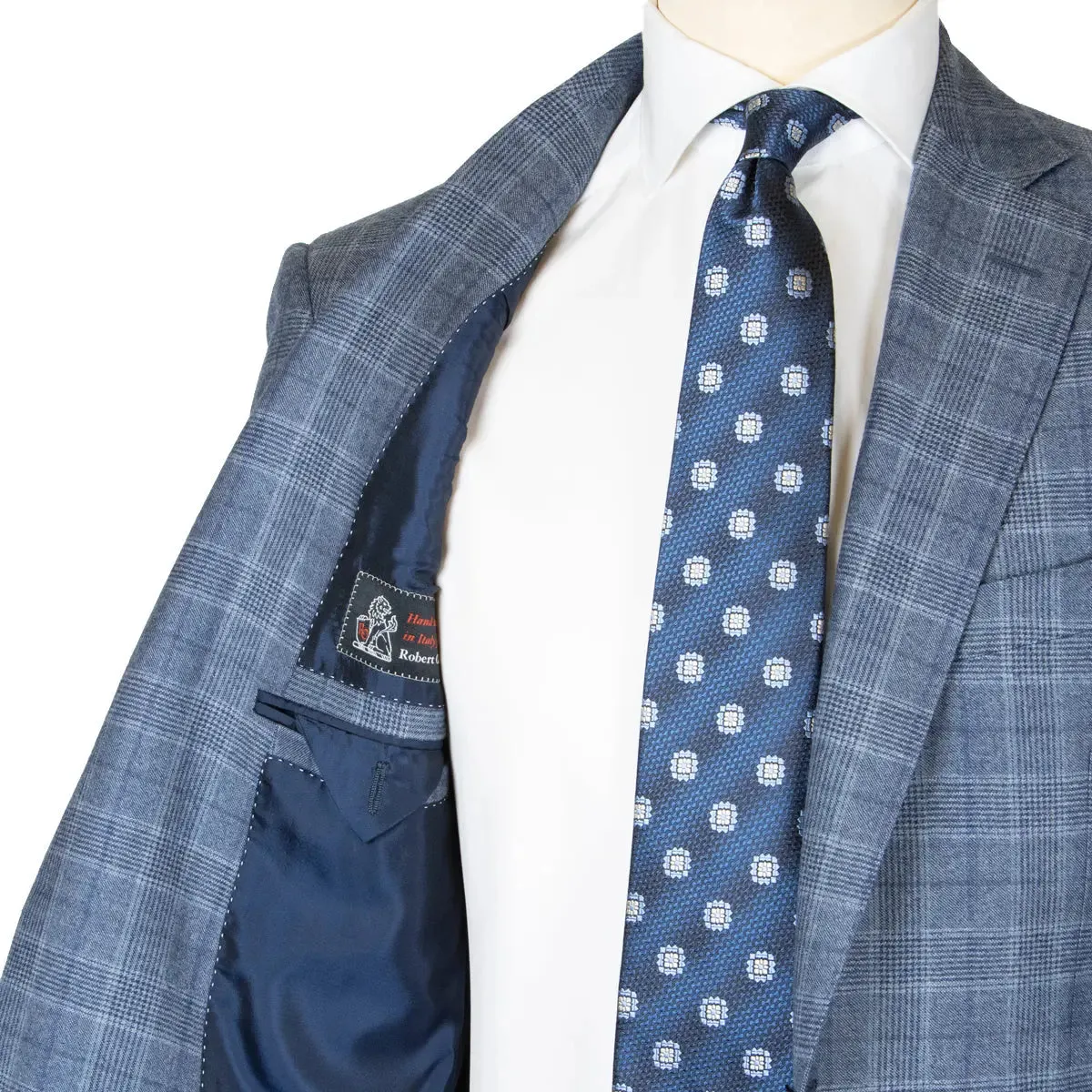 Light Blue Prince of Wales Check Wool Suit