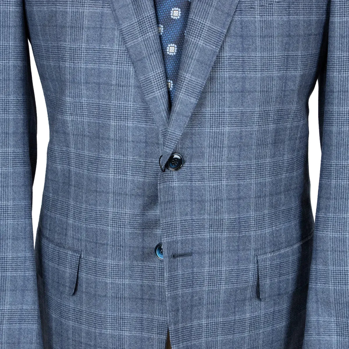 Light Blue Prince of Wales Check Wool Suit