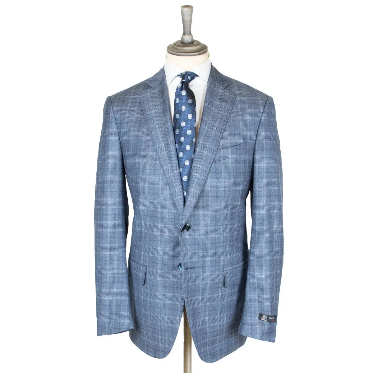 Light Blue Prince of Wales Check Wool Suit