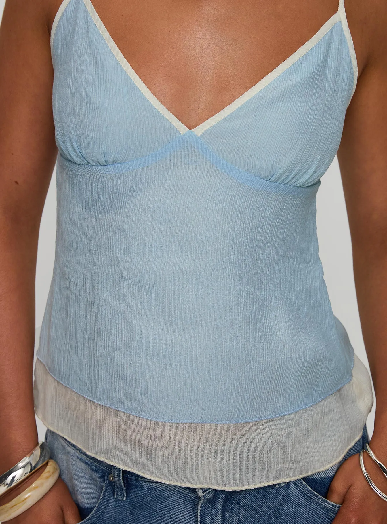 Majorie Layered Top Blue / Cream