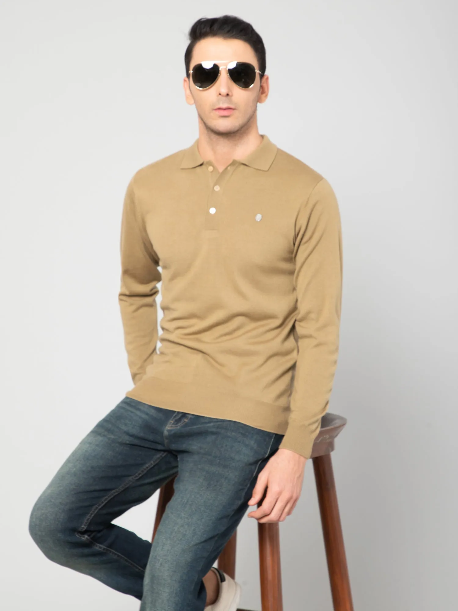 Men Khaki Sweater