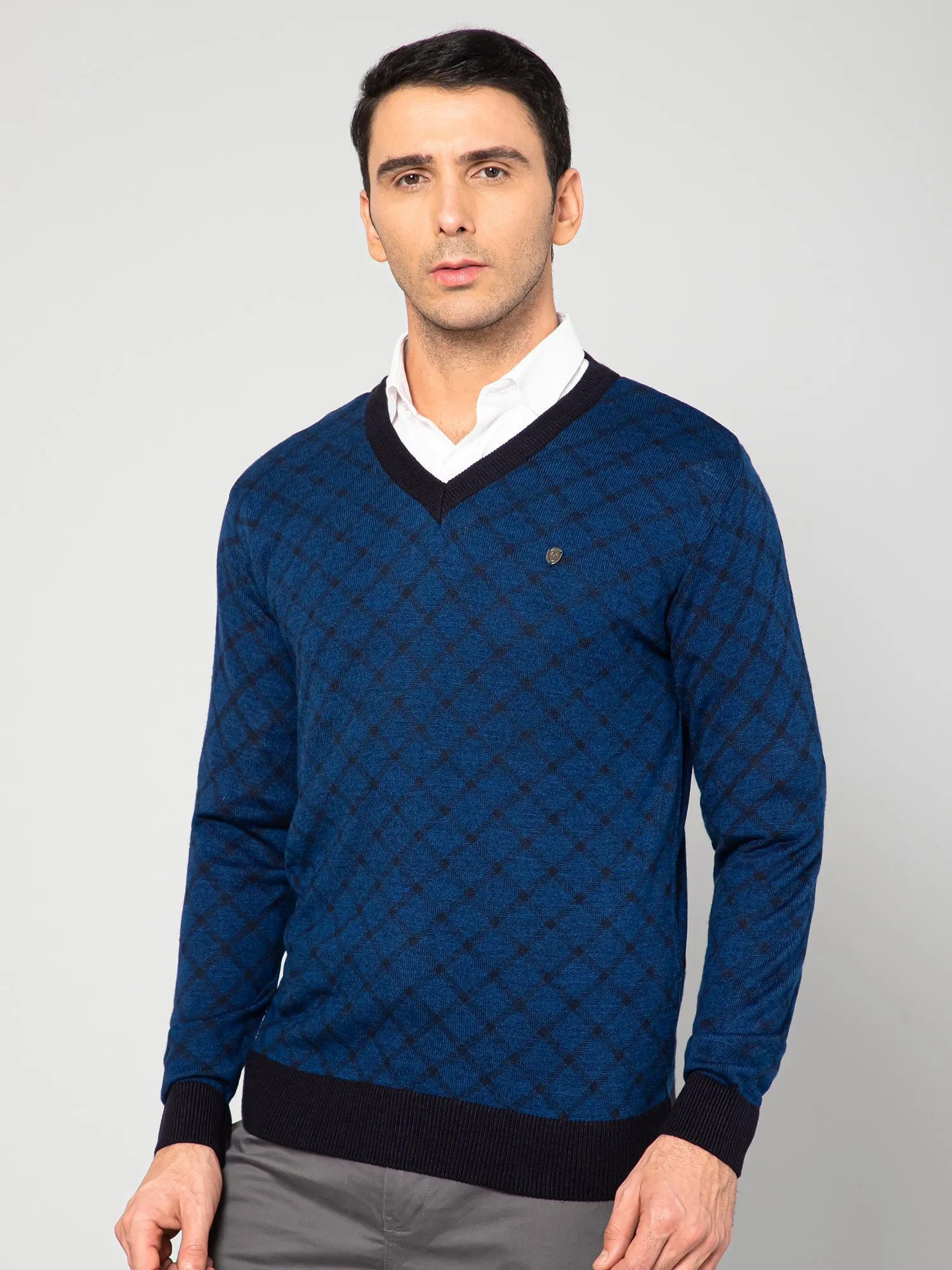 Men Royal Blue Sweater