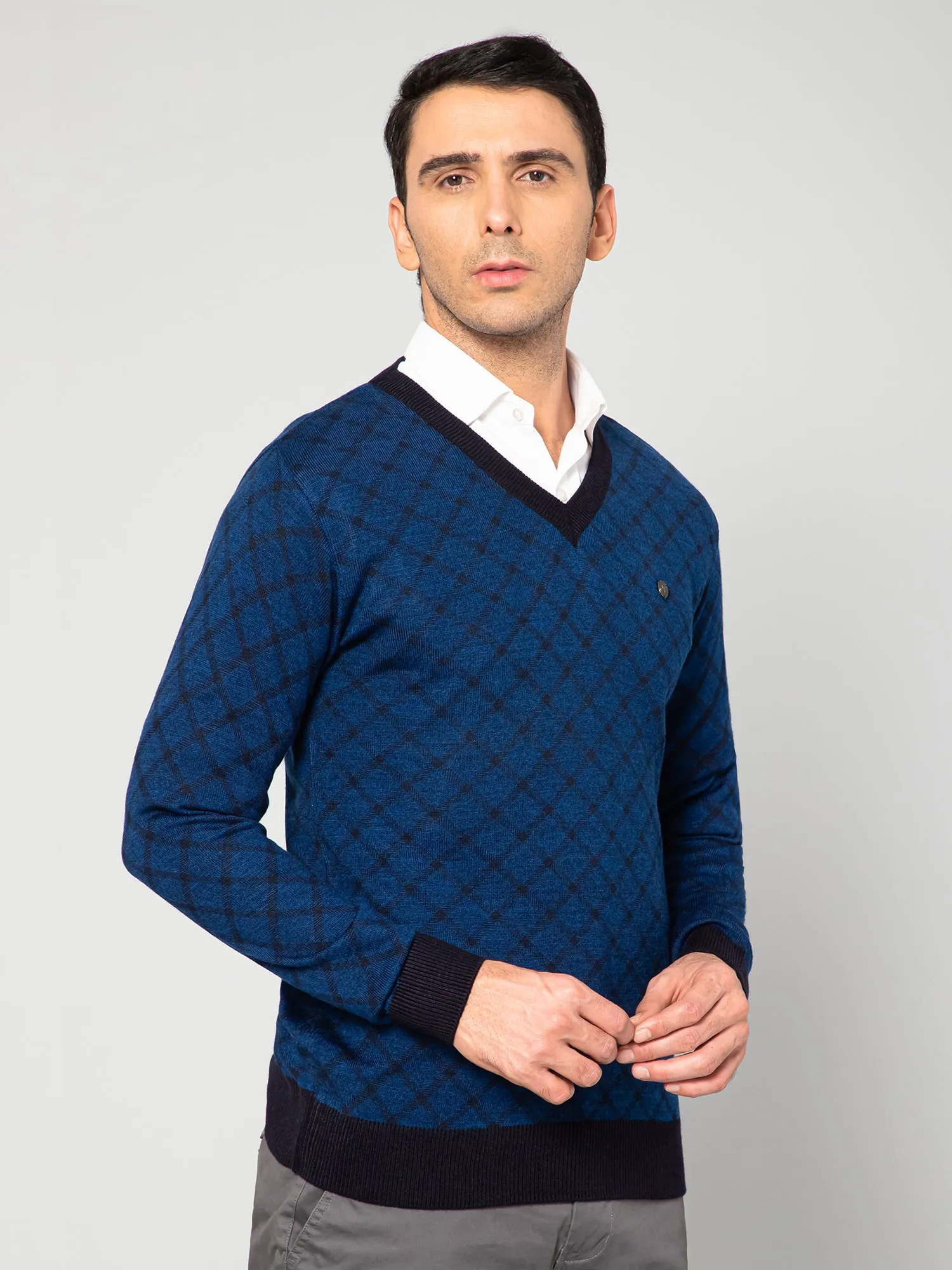 Men Royal Blue Sweater