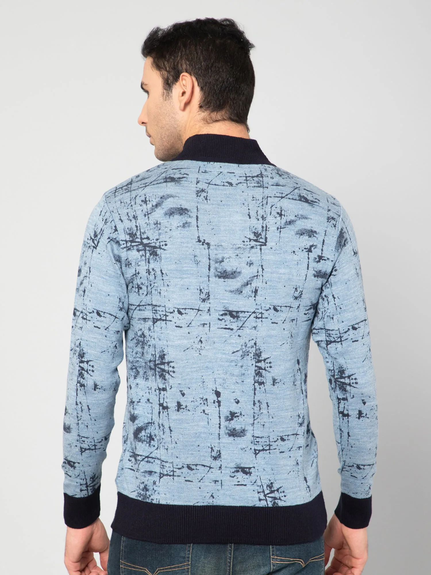 Men Sky Blue Sweater